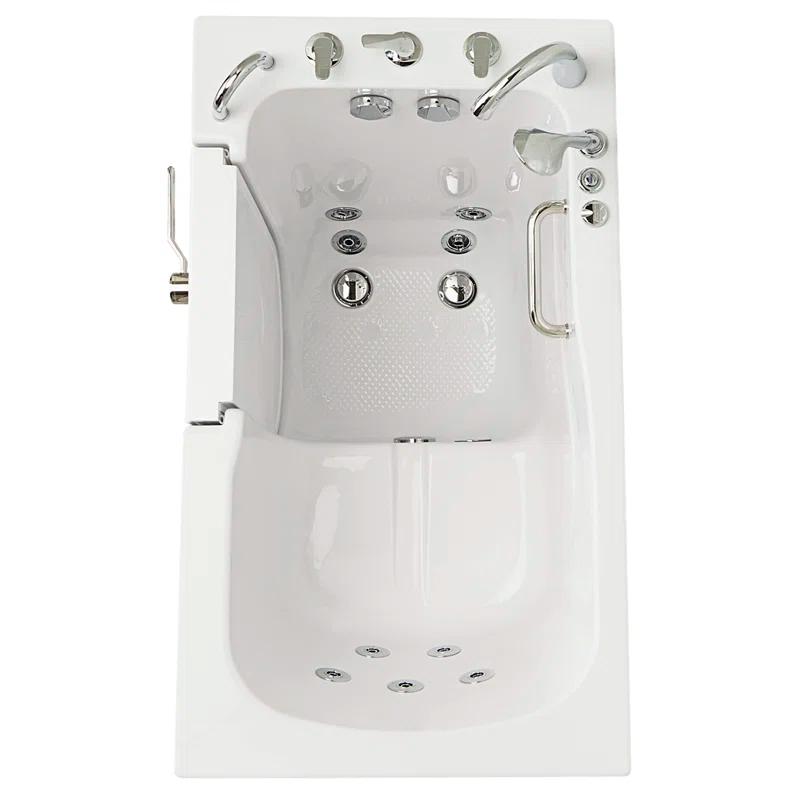 Monaco 32"x52" Acrylic Hydro Massage Walk-In Bathtub, 5 Piece Fast Fill Faucet, 2" Dual Drain