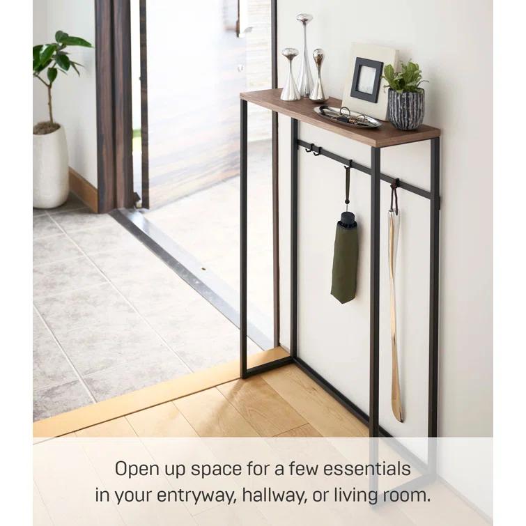 Yamazaki Home Tower Modern Slim Console Table, Metal And Wood Skinny Hallway Table, 32" - Steel