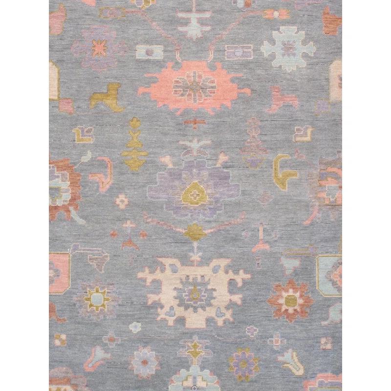 Pasargad Oushak Hand-Knotted Wool Light Blue/Orange Area Rug