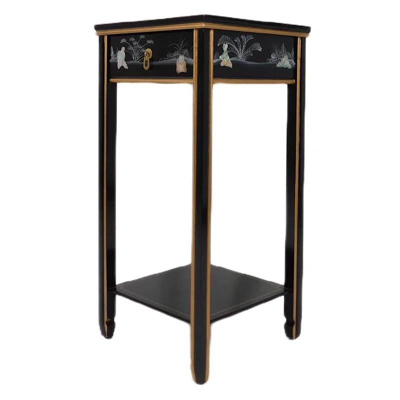 Bloomsbury Market Oriental Stand with Drawer, Shelf and Glass Top