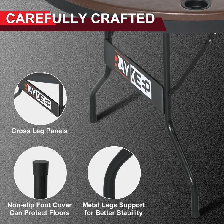 RayChee Poker Table 84'' 10-Player Foldable Poker Table, Portable Casino Leisure Texas Holdem Table with Padded Rails and Cup Holders