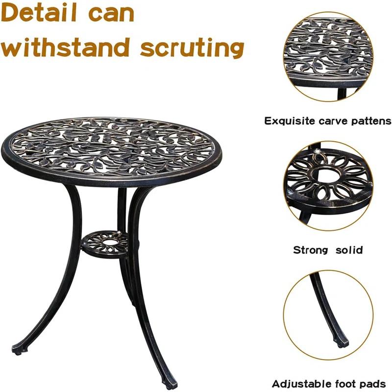 Fleur De Lis Living Patio Bistro Set.Rust-Resistant Cast Alumin...