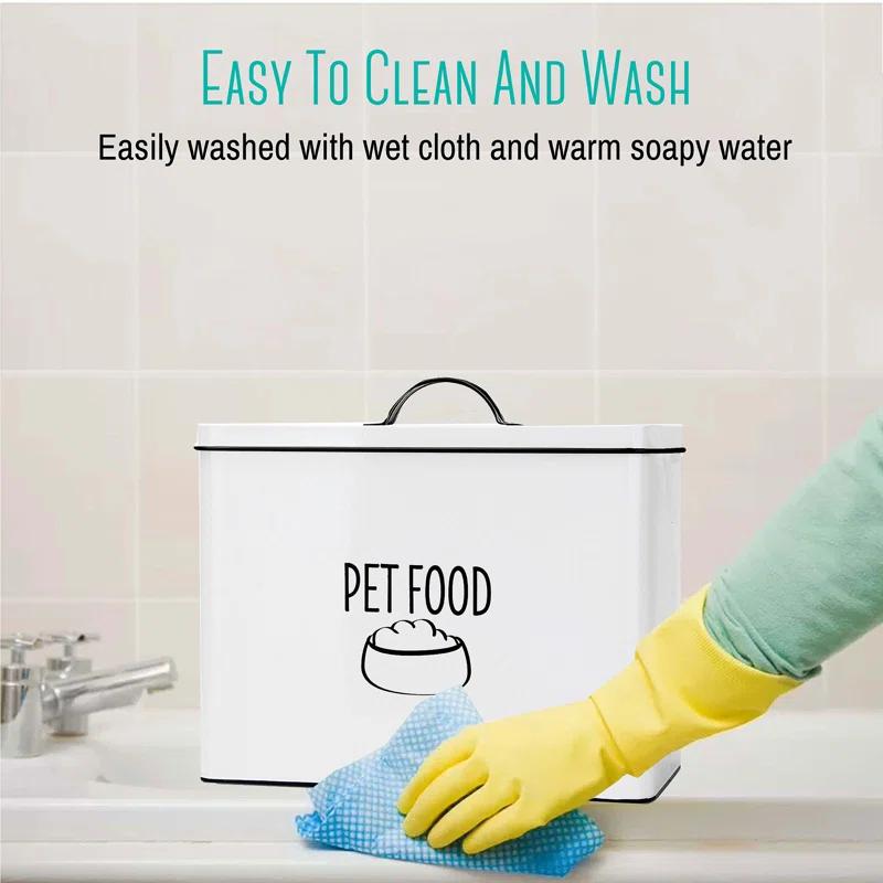 Outshine Co Outshine White Farmhouse Dog Food Bin Storage Container Cute Pet Food And Treat Canister With Lid & Reviews | Wayfair