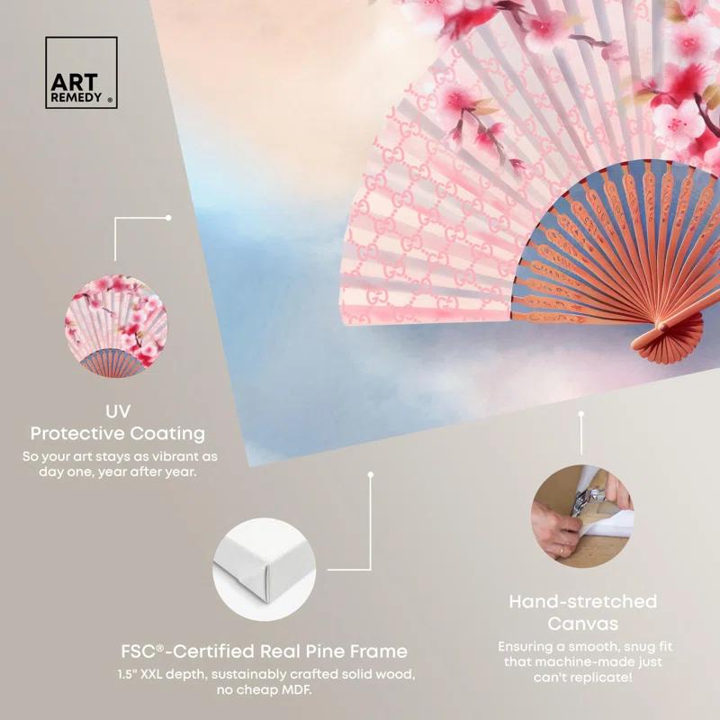 Art Remedy Elegant Japanese Fan Canvas Glam Livingroom Wall Art by Art Remedy