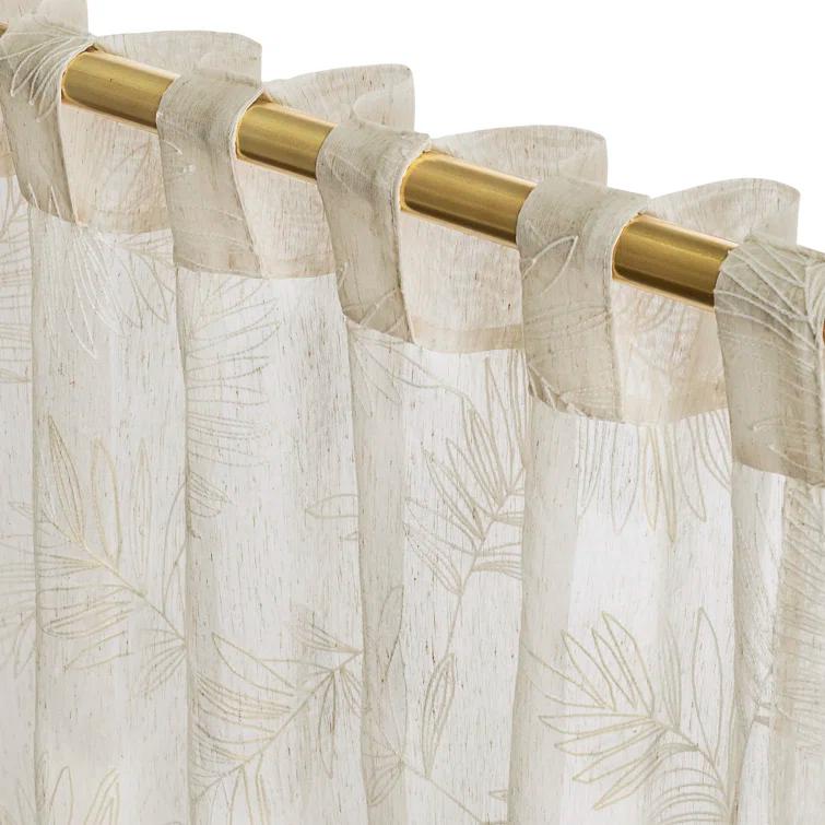 Red Barrel Studio® Roodhouse Premium Leaf Embroidered Semi-Sheer Rod Pocket Double Wide Patio Curtain Panel