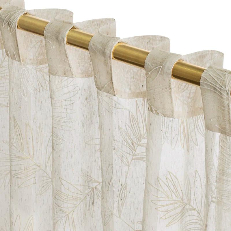 Red Barrel Studio® Roodhouse Premium Leaf Embroidered Semi-Sheer Rod Pocket Double Wide Patio Curtain Panel