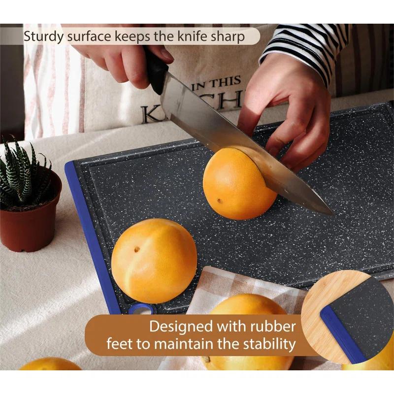 Plastic Cutting Coards For Kitchen, 3-Piece Large Cutting Board Set Dishwasher Safe Chopping Boards With Non-Slip Feet And Juice Grooves
