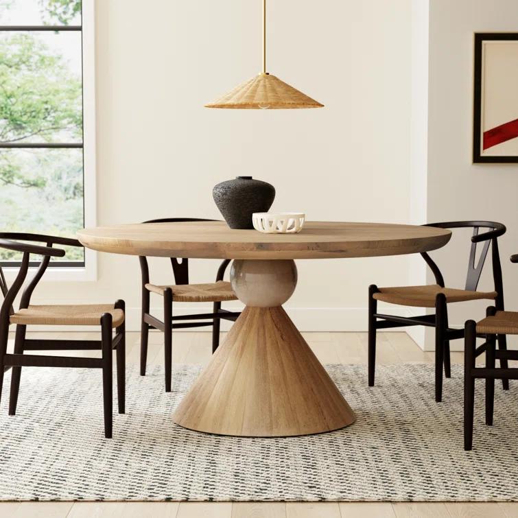 Jasmine Round Dining Table - Natural/Blush Marble