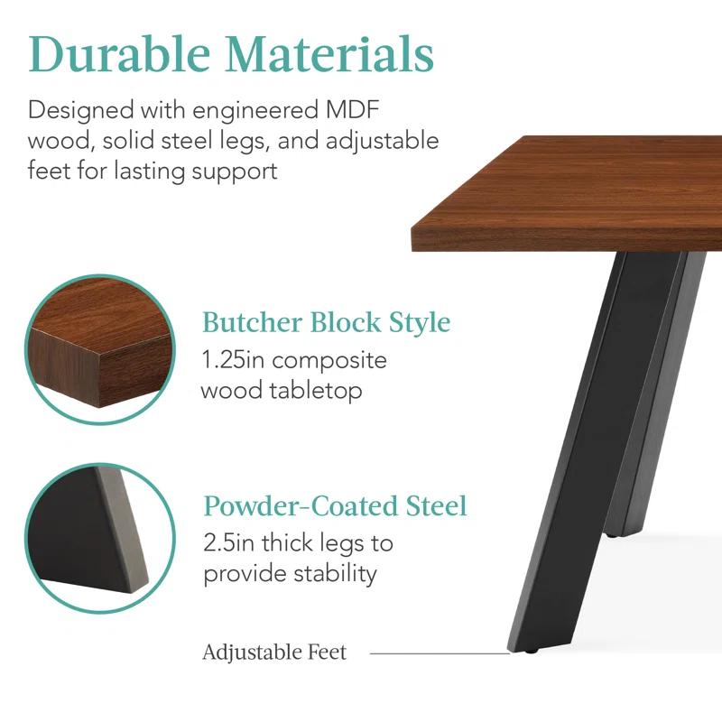 George Oliver Joglar 47 to 63in Modern Extendable Dining Table for 2-6 People w/ Leaf Extension, 2 Locks