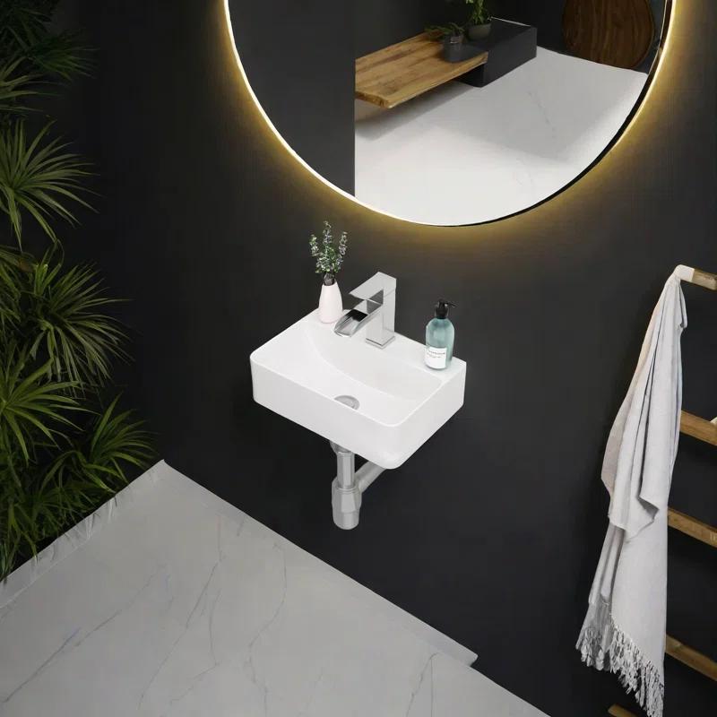 APRESSHUI AH-BS1410LGP APRESSHUI 10'' Ceramic Rectangular Bathroom Sink
