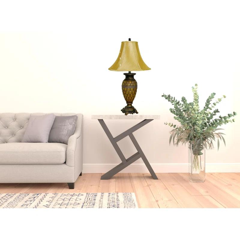 Bloomsbury Market 31" Golden Brown Polyresin Urn Table Lamp With Night Light And Gold Bell Shade