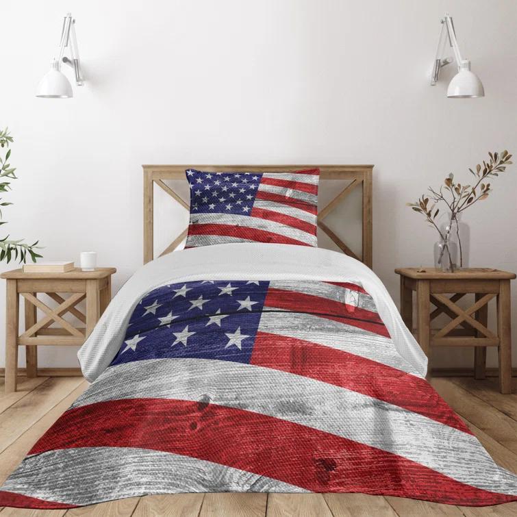 Ambesonne Farmhouse / Country Striped Coverlet Set