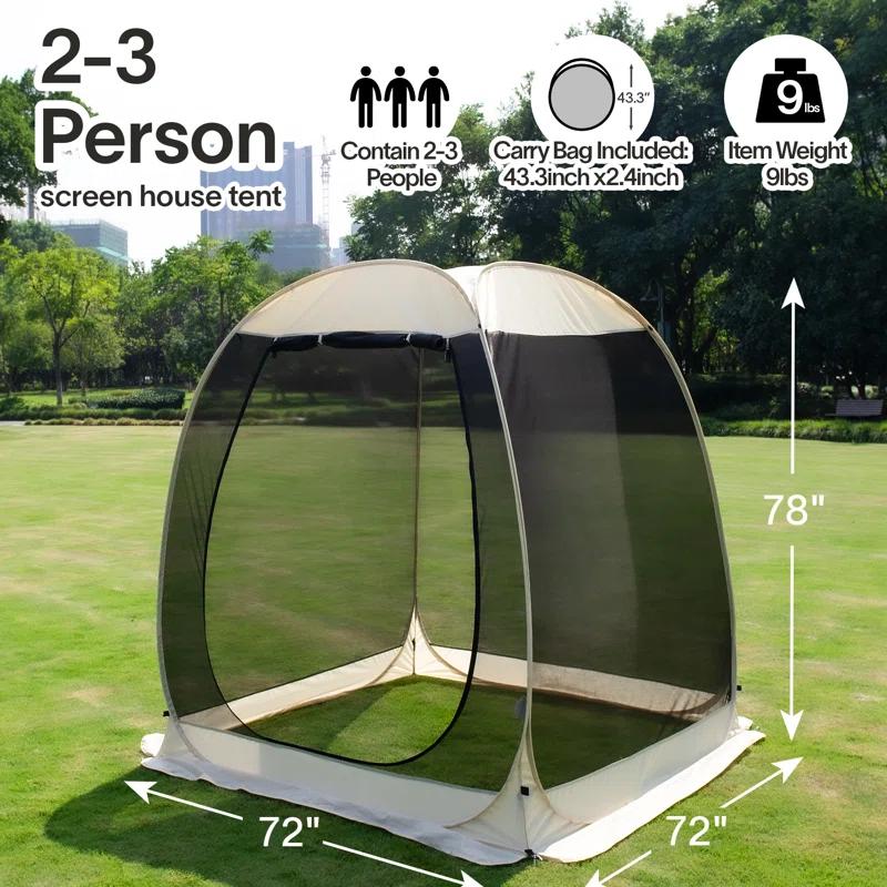 EighteenTek Fiberglass Patio Gazebo Pop Up with Screen Room Tents