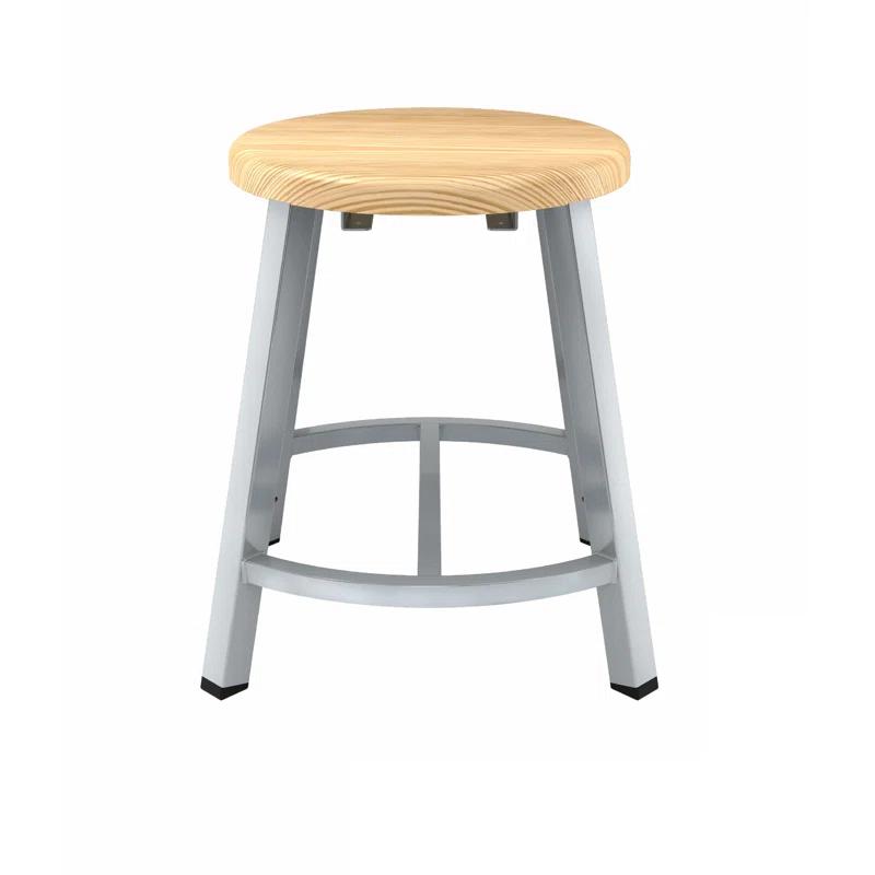 National Public Seating Fixed Height Industrial/Shop Stool, Butcher Block Seat