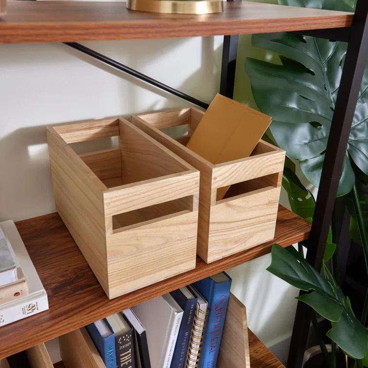 iDesign iDesign Renewable Wood Collection in Paulownia Wood Storage Bin with Handles, 10" x 5" x 6"