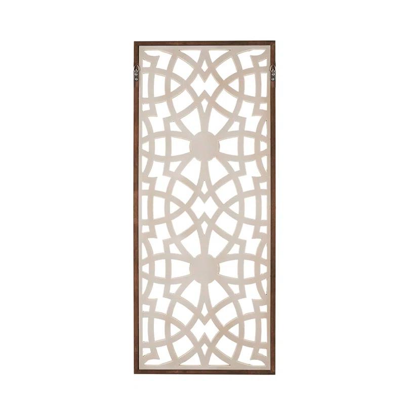 Winston Porter Geometric Wood Panel Wall Art, Farmhouse Style Fretwork Design, Solid Wood Frame Wall Decor