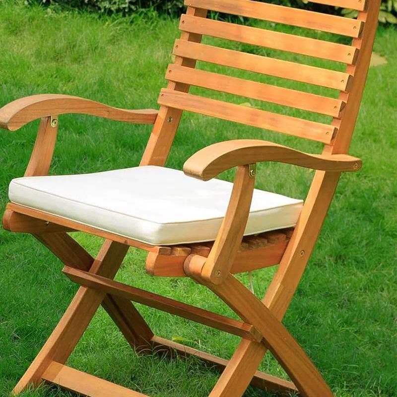 ZILNOX Patio Chairs Set of 2, Wood Folding Armchairs with Cushions, 400lbs Capacity, Foldable and Space-Saving Design, Brown