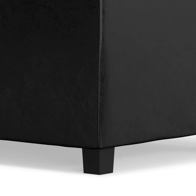 Simpli Home Avalon 42"W Upholstered Storage Ottoman with 3 Flip-Over Serving Trays