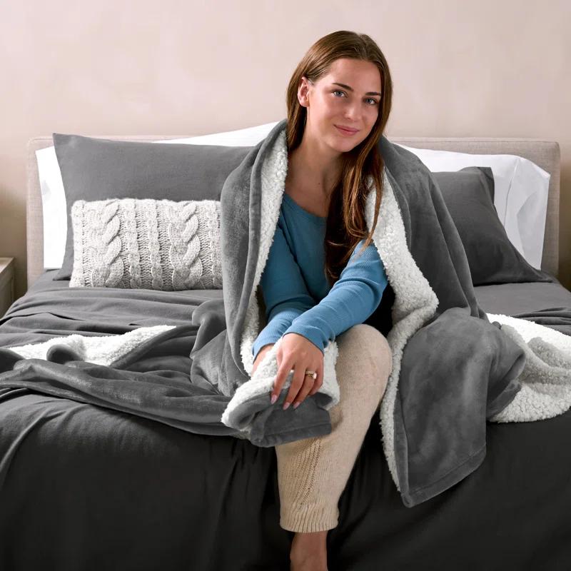 Bare Home Sherpa Fleece Blanket