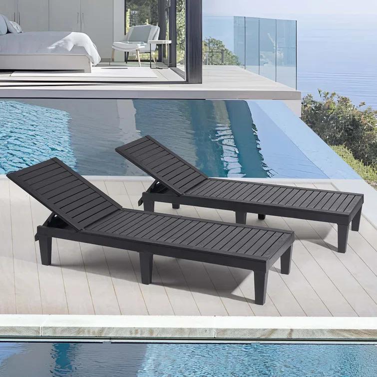 Nestl Nestl Waterproof, Lightweight, and Adjustable Outdoor Polyresin Chaise Lounge Chair Set (Set of 2)