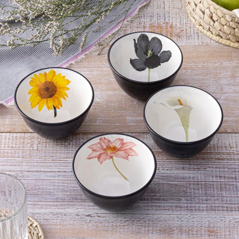 Noritake Noritake Colorwave Graphite 4", 7 oz. Floral Mini Bowls (Set of 4)
