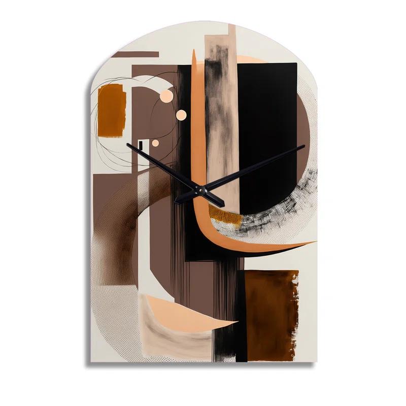 Design Art Modern Watercolor Art - Arch Shape Unique Abstract Transitional Wall Clock