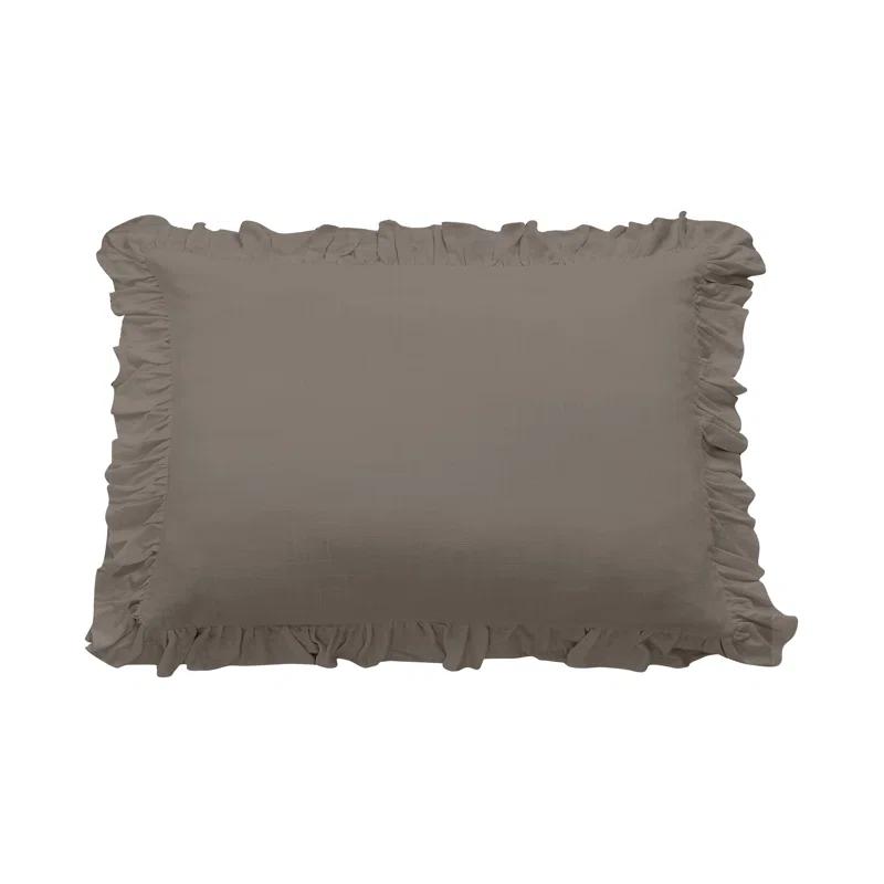 HiEnd Accents Lily Washed Linen Ruffled Classic Chic Romantic Farmhouse Pillow Sham