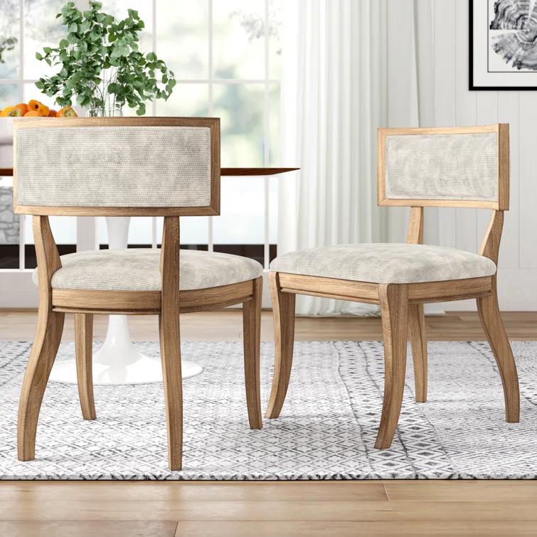 Madison Park Signature Marie Upholstered Split-Back Dining Chairs with Curved Wood Frame (Set of 2) (Set of 2)