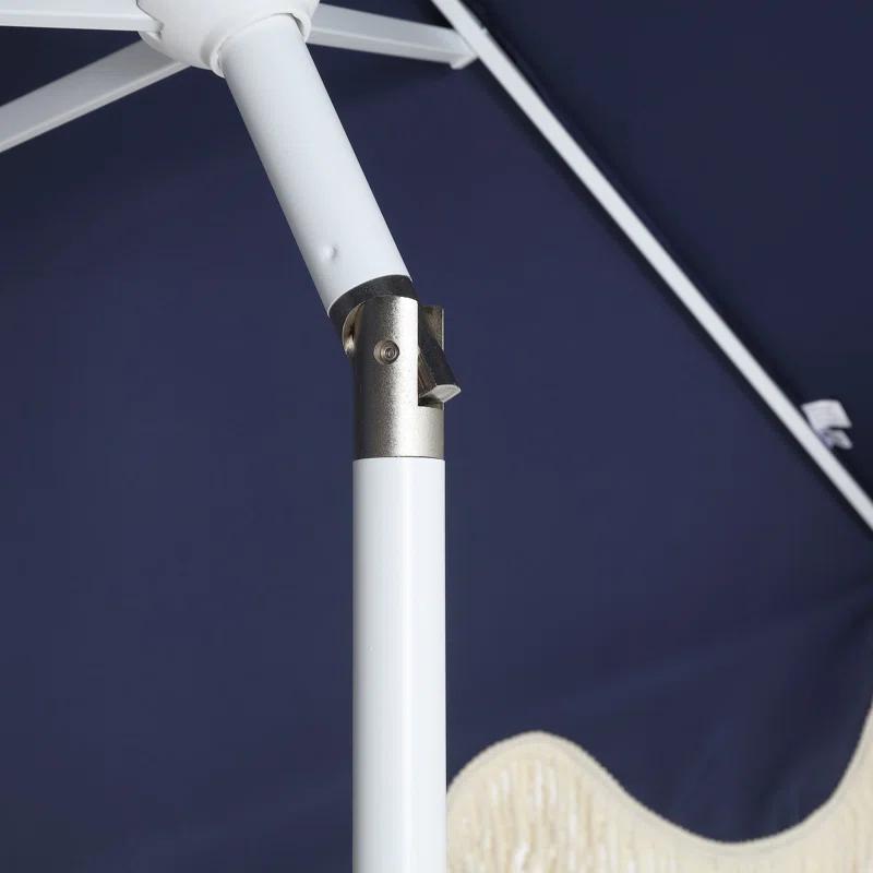 Arlmont & Co. Teretha 9 ft. Classic Cottage Tassel Market Patio Umbrella with Auto-Tilt, Crank, and UV Protection & Reviews | Wayfair