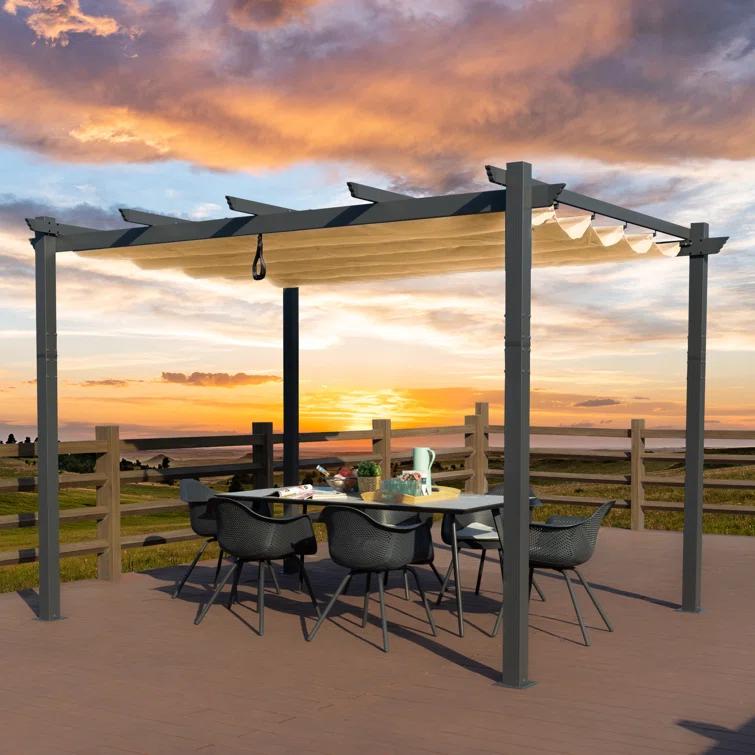 Kozyard Atlantics Outdoor Retractable Pergola with Sun Shade Canopy 10' x 13'