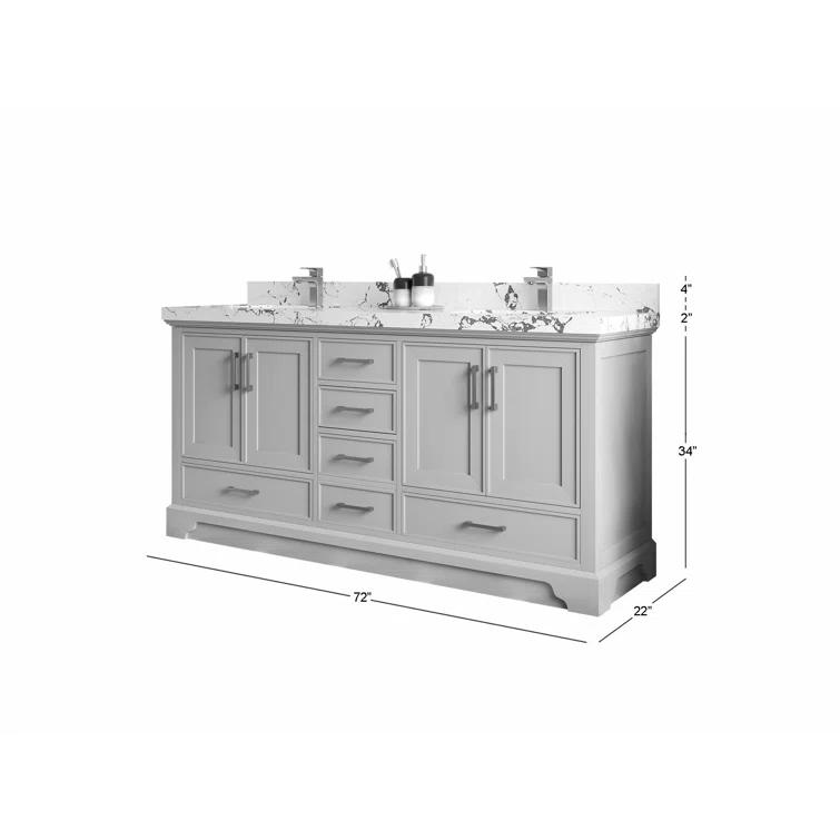 Willow Collections Charlotte 72'' Double Bathroom Vanity with Quartz Top