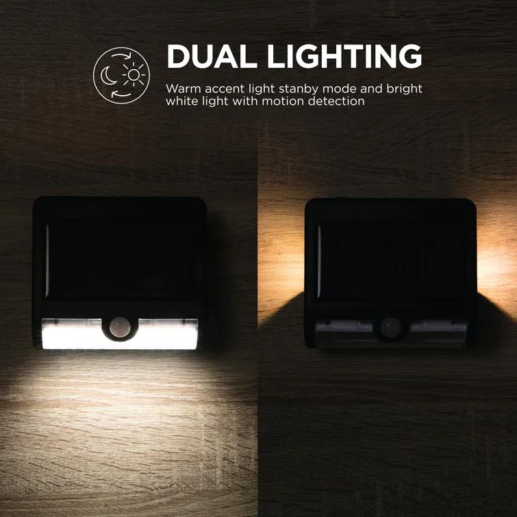 Home Zone Security 1 - Head LED Solar Powered Dusk to Dawn Outdoor Security Wall Pack with Motion Sensor (Set of 2)