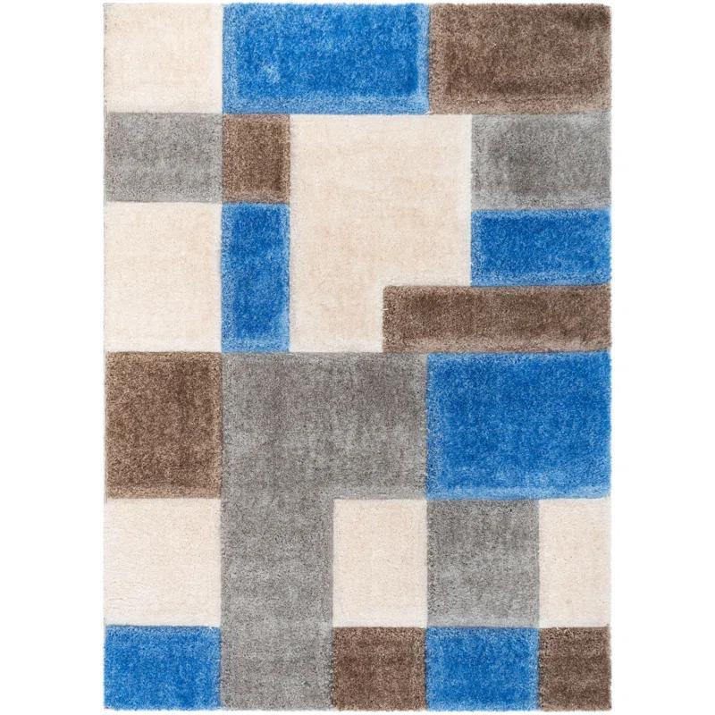 Wade Logan® Cobina Geometric Beige/Blue Area Rug | Wayfair