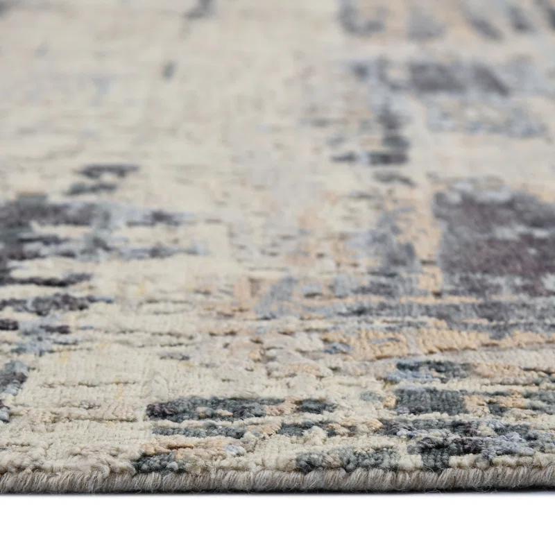 AMER Rugs Serena Abstract Hand-Knotted Wool/Viscose Area Rug in Gray/Ivory
