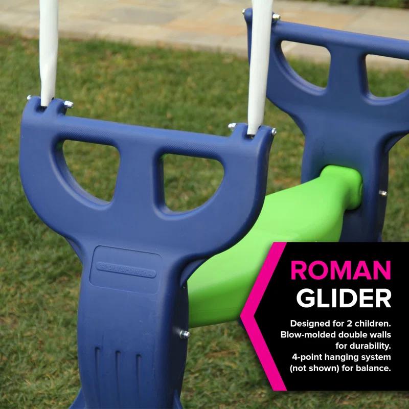Sportspower Sportspower Outdoor Rosemead Metal Swing Set with Lifetime Warranty on 6' Double Wall Slide