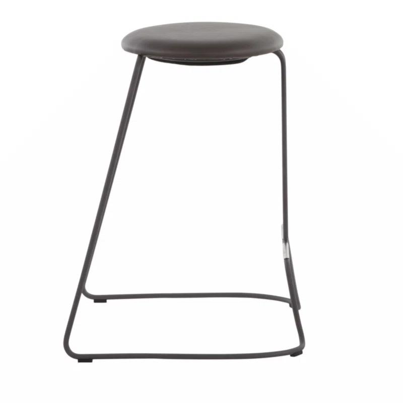 George Oliver Fiona 2 Pieces PU Leather Counter Stool Dining Chair in Steel
