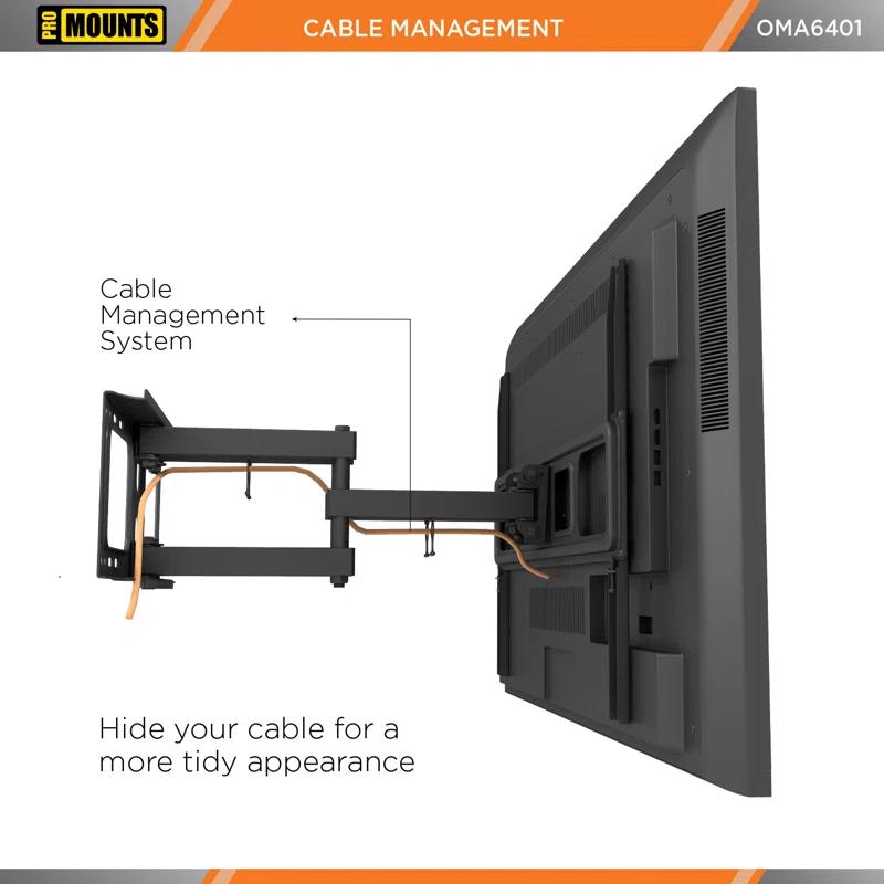 Promounts ProMounts Premium Articulating / Full Motion TV Wall Mount for 37" to 92" TVs, Holds Up to 88lbs