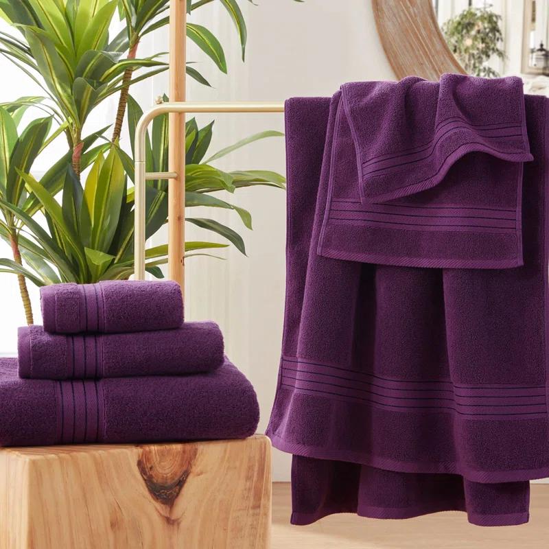 FAST APPLIANCES LLC Purple Bath Towels Set For Bathroom Soft Absorbent Durable 650 GSM Turkish Cotton Towel Set Of 6, 2 Large Bath Towels, 2 Hand Towels, 2 Washclothes