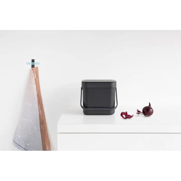 Brabantia Sort & Go 0.8 Gallon Plastic Odor Resistant Indoor Kitchen Composter