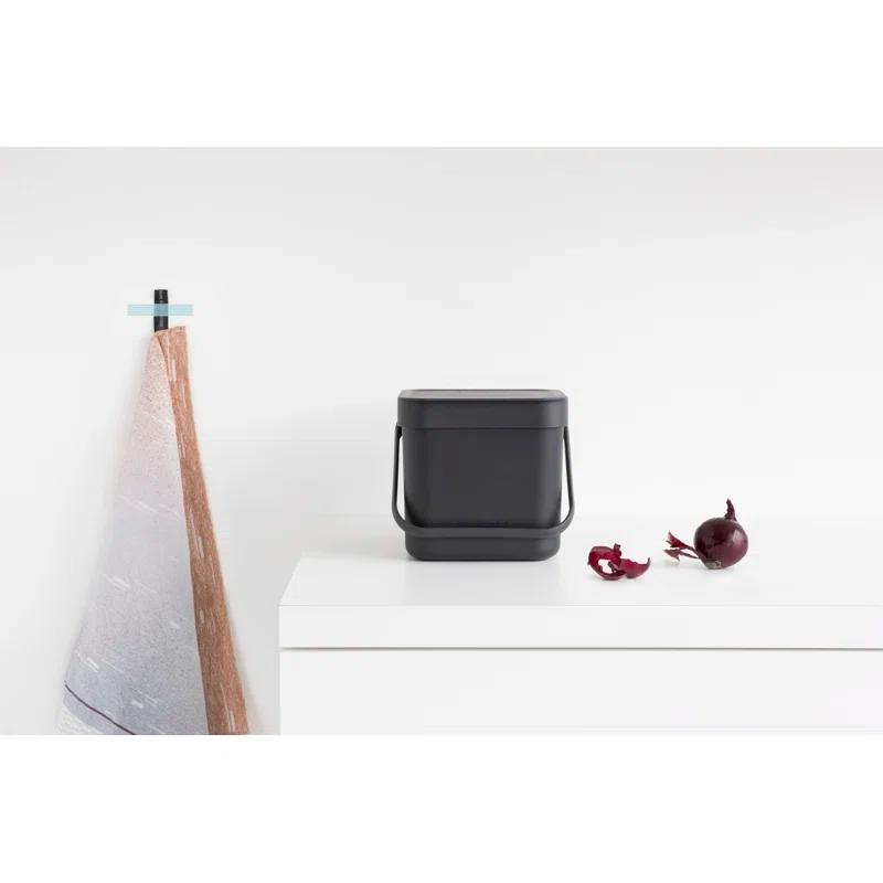 Brabantia Sort & Go 0.8 Gallon Plastic Odor Resistant Indoor Kitchen Composter