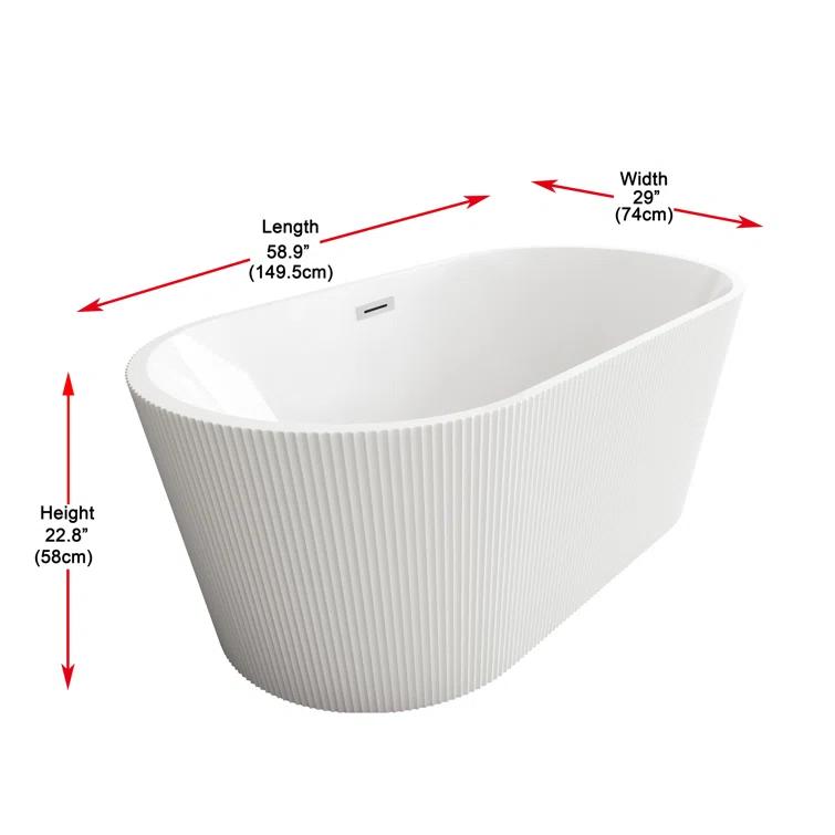 Living District 59 Inch Bathtub in Glossy White with Trim BT30759GW-PCH