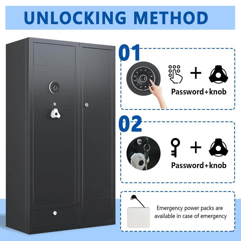 Kaer Kaer 15-20 Gun Safe,gun Safes For Home Rifle And Pistols,large Gun Safes For Home And Shotgun, Large Gun Safes For Home And Shotgun, Quick Access Shotguns Rifle Cabinet,with Drawer And Removable Shelf