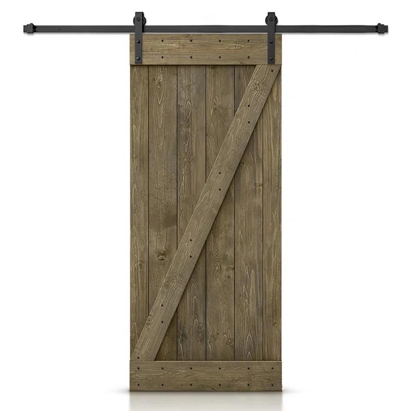 TMS 34'' x 84'' Solid Wood Paneled Painted with Installation Hardware Kit Barn Door