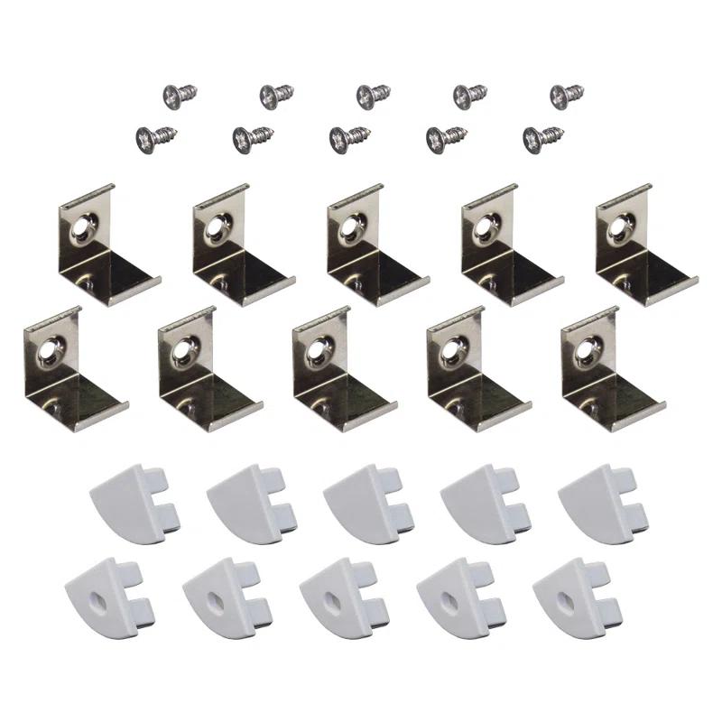 Accessory Packs for LED Tape Light Mounting Channels, Corner Mount, Grey