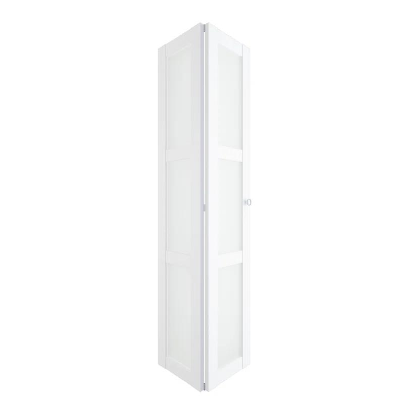 CHIC MODE 3-Lite Frosted Glass Solid Manufactured Wood Prefinished Bi-Fold Door