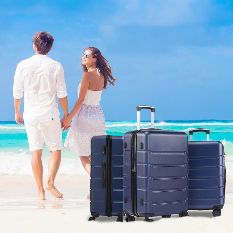 Smugdesk.com 3-Piece Luggage Set, ABS Travel Suitcase Set with TSA lock
