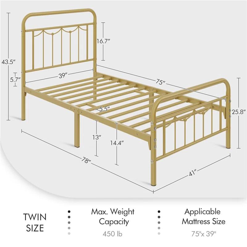 Laurel Foundry Modern Farmhouse® Dravin Metal Platform Bed Frame with Vintage Headboard and Footboard