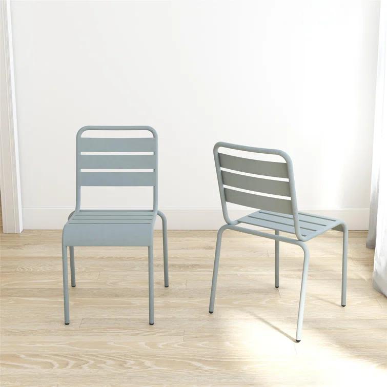 June Powder Coated Steel Outdoor Stacking Dining Side Chair