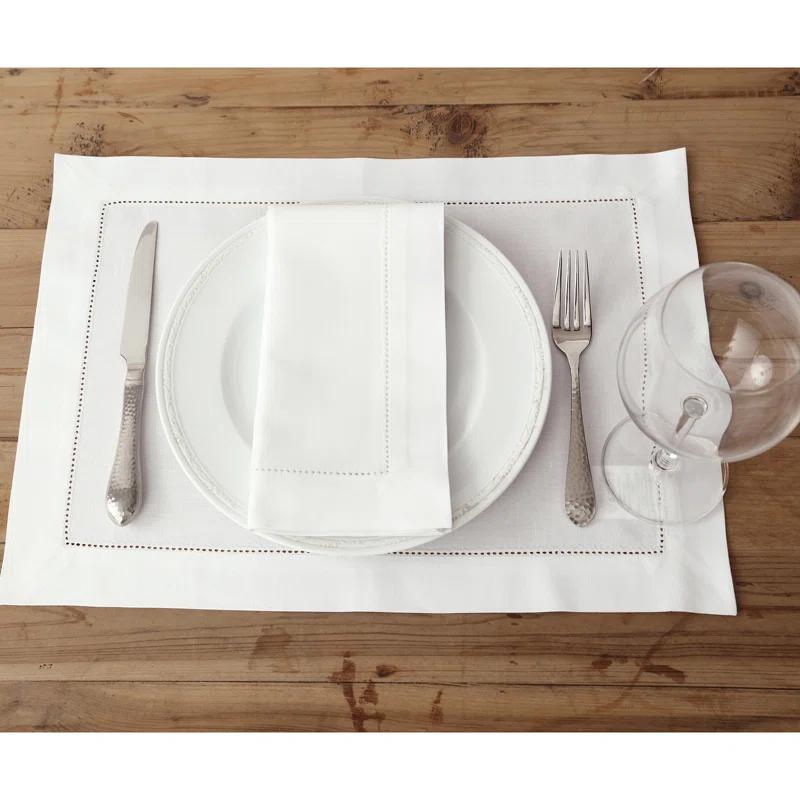 Solino Home Cotton Linen Hemstitch Dinner Napkins (Set of 4)