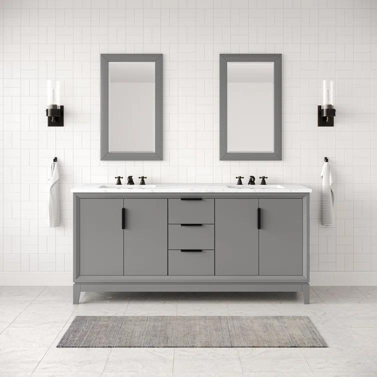 Elizabeth 72" Cashmere Grey Double Sink Freestanding Bathroom Vanity with Marble Top